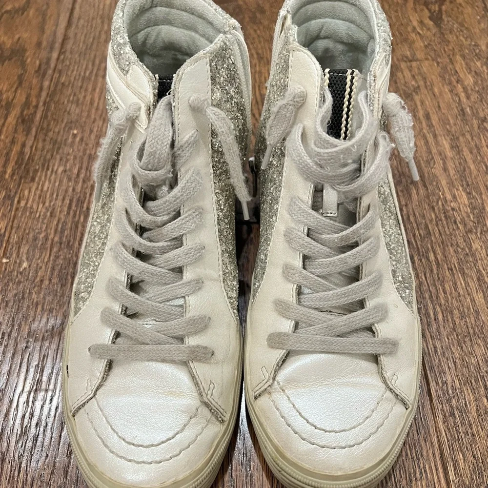 ShuShop Golden Goose Sneakers, silver with purple stars! Preppy, 7.5! - Picture 3 of 6